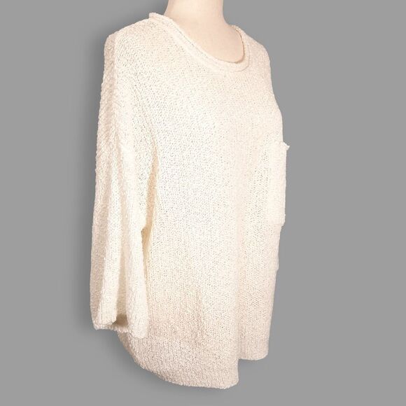 Versona Sheer Sweater Size X-Large Lacey Pullover Open Knit Layering Cream - Picture 2 of 16